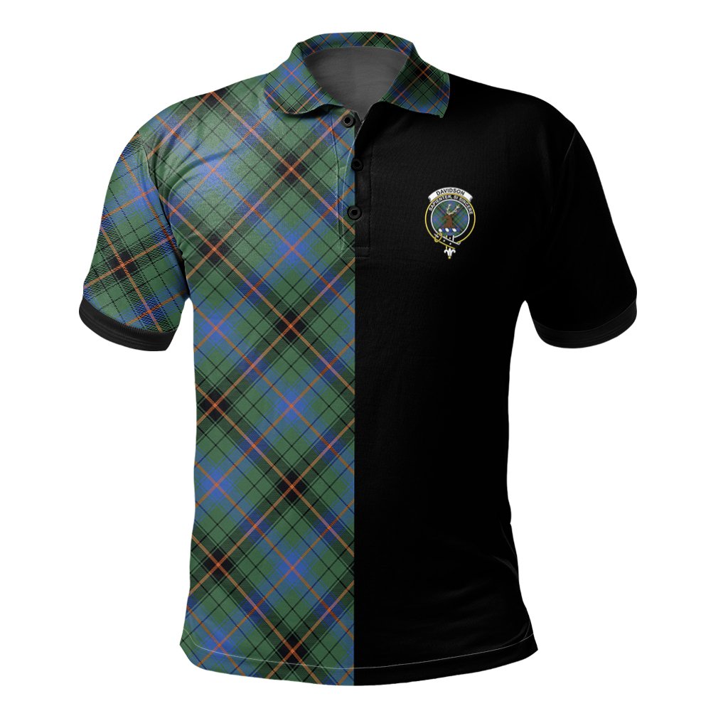 Davidson Ancient Tartan Polo Shirt Half of Me - Cross Style