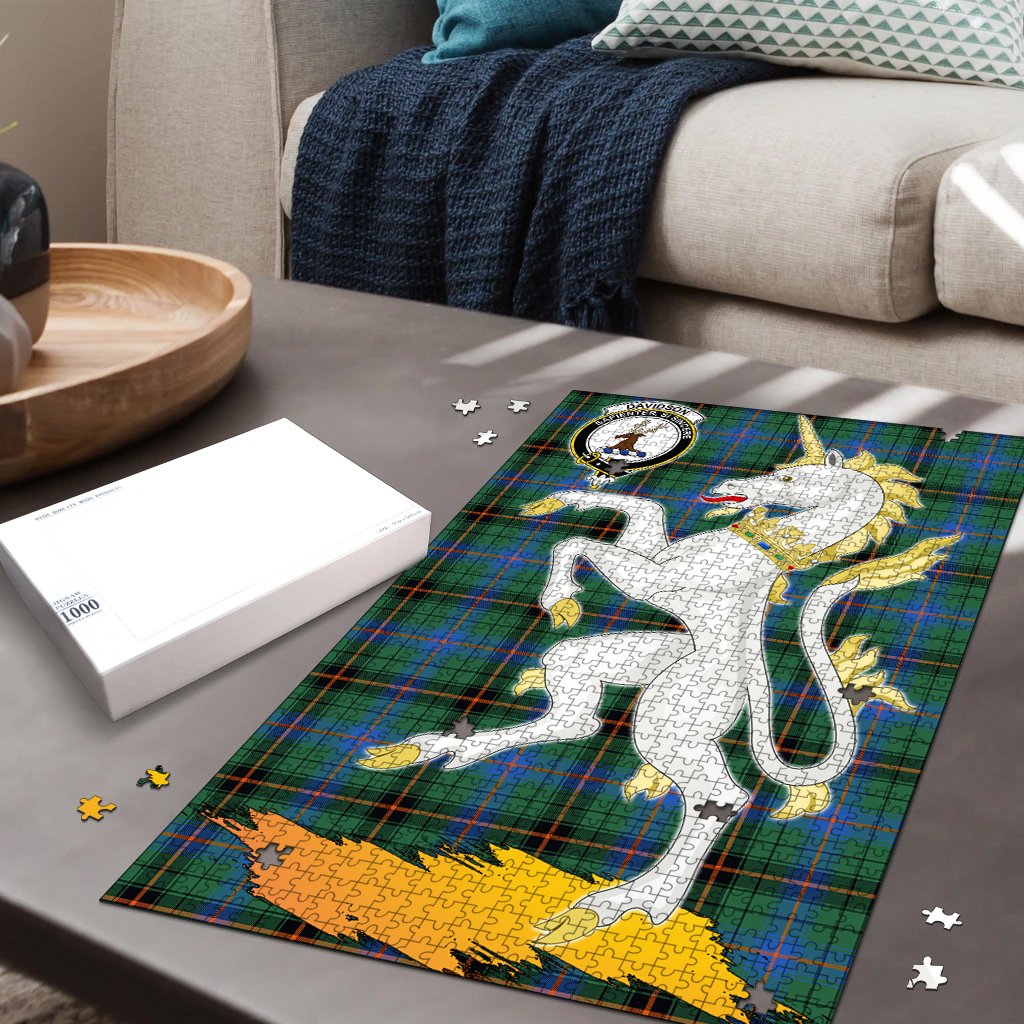 Davidson Ancient Tartan Crest Unicorn Scotland Jigsaw Puzzles