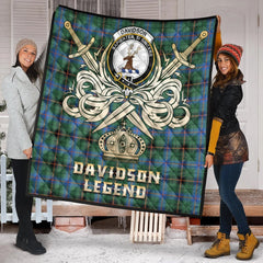Davidson Ancient Tartan Crest Legend Gold Royal Premium Quilt