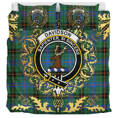 Davidson Ancient Tartan Crest Bedding Set - Golden Thistle Style