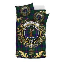 Davidson Modern Tartan Crest Bedding Set - Golden Thistle Style