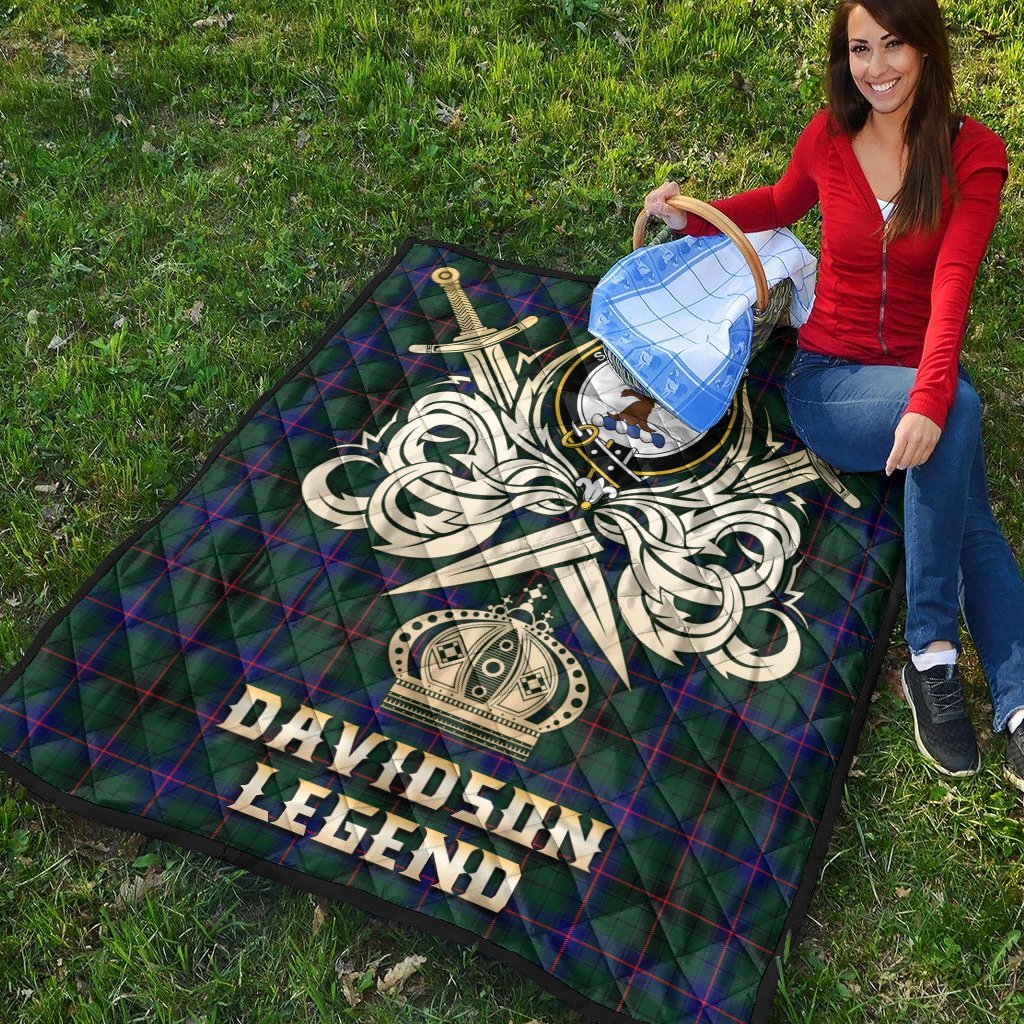 Davidson Modern Tartan Crest Legend Gold Royal Premium Quilt