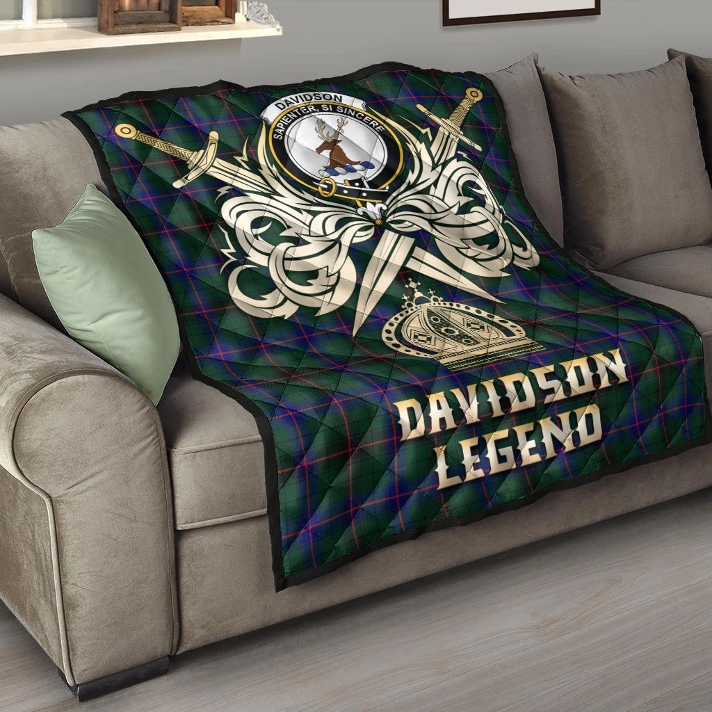 Davidson Modern Tartan Crest Legend Gold Royal Premium Quilt
