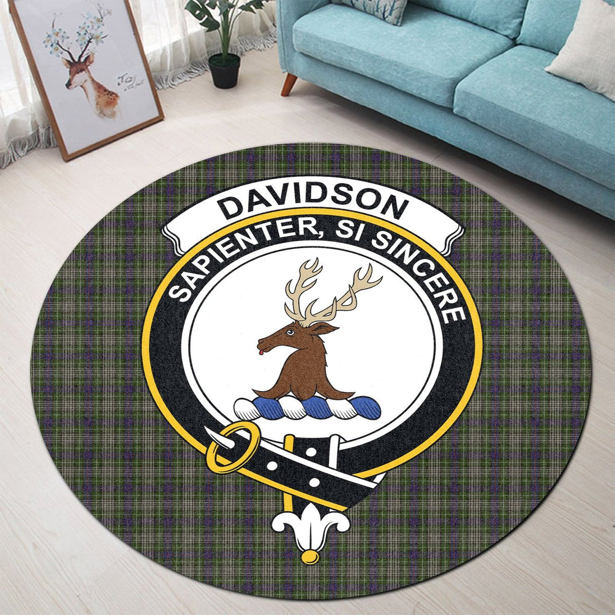 Davidson Tulloch Dress Tartan Crest Round Rug