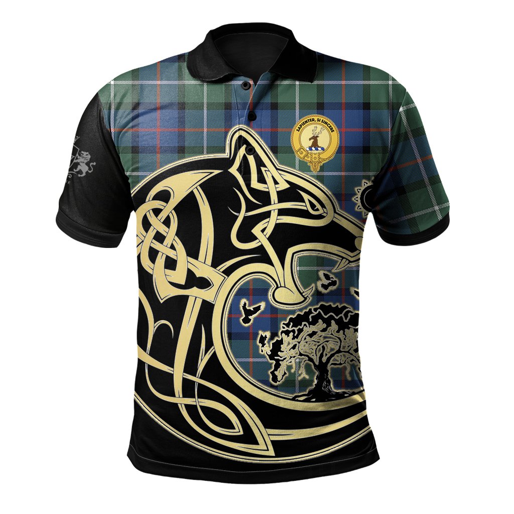 Davidson of Tulloch Tartan Polo Shirt Viking Wolf