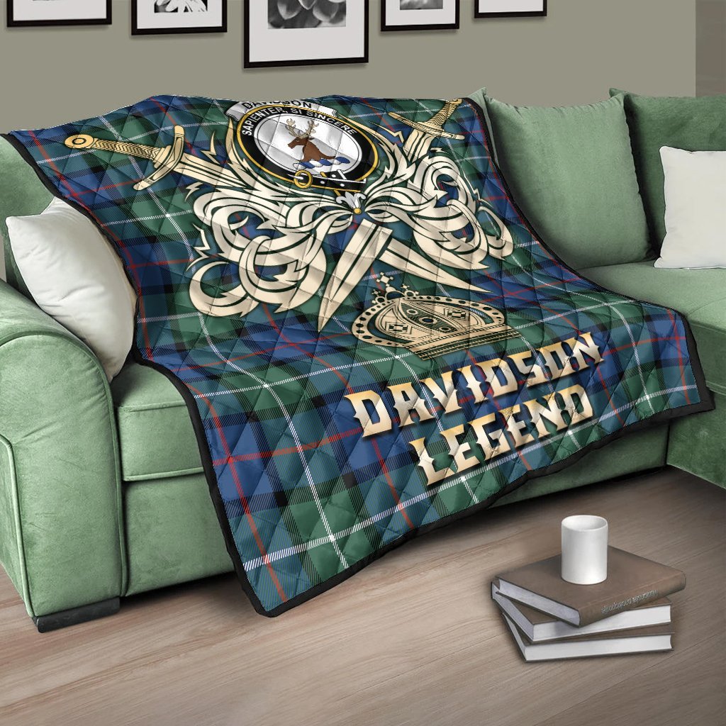 Davidson of Tulloch Tartan Crest Legend Gold Royal Premium Quilt