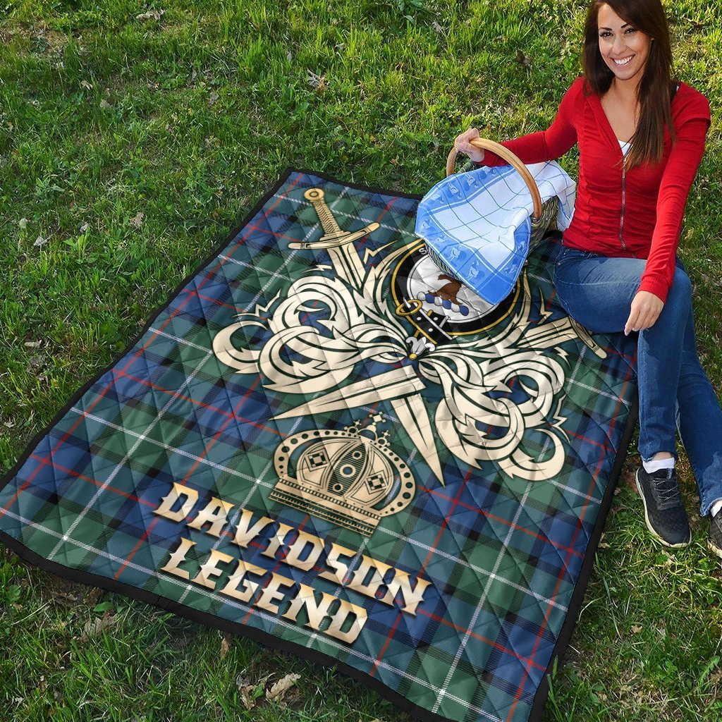 Davidson of Tulloch Tartan Crest Legend Gold Royal Premium Quilt