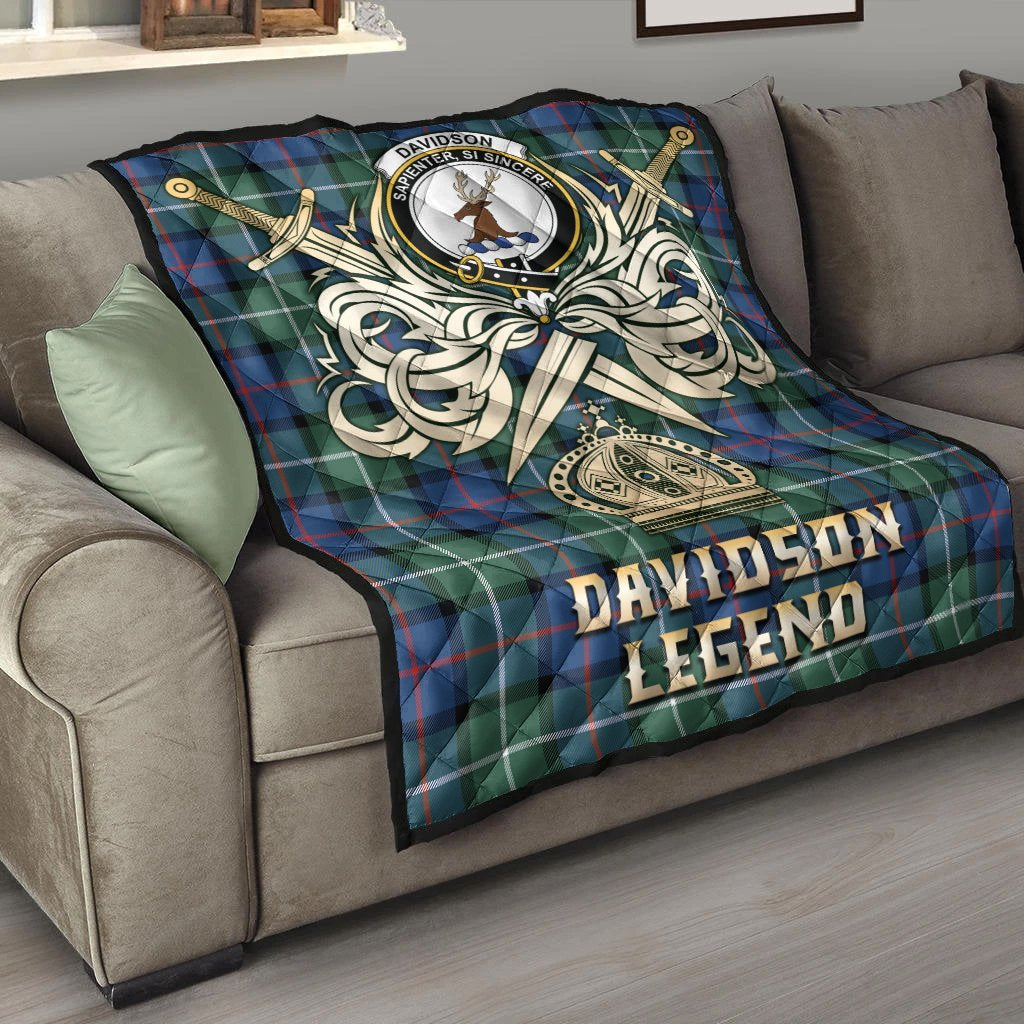 Davidson of Tulloch Tartan Crest Legend Gold Royal Premium Quilt