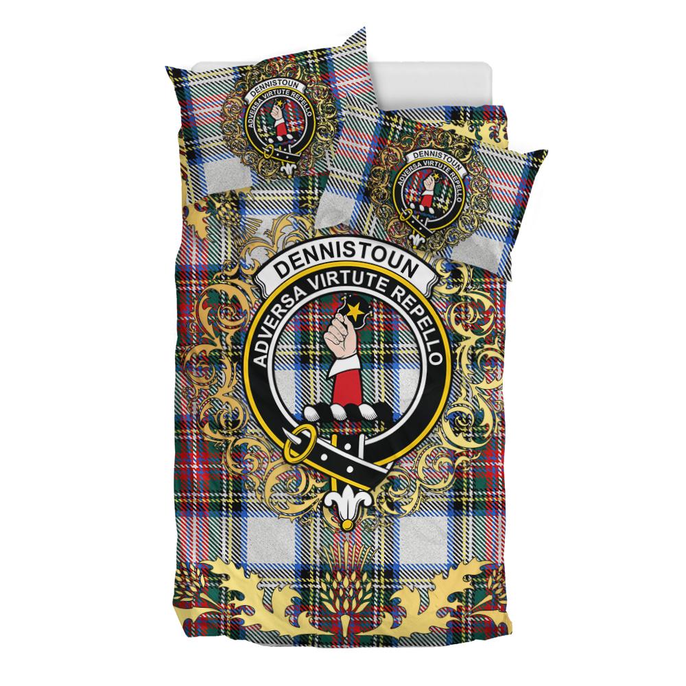 Dennistoun Tartan Crest Bedding Set - Golden Thistle Style