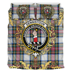 Dennistoun Tartan Crest Bedding Set - Golden Thistle Style