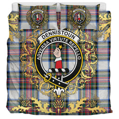 Dennistoun Tartan Crest Bedding Set - Golden Thistle Style