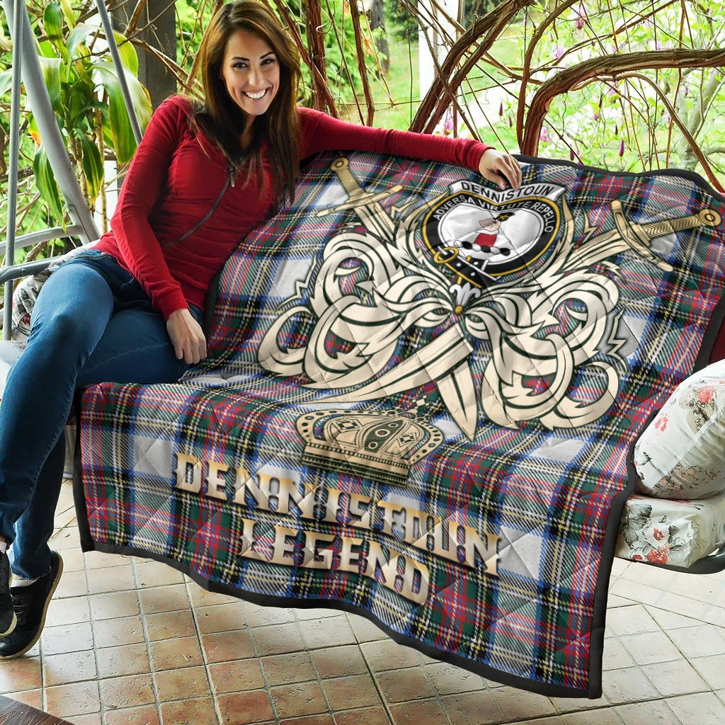 Dennistoun Tartan Crest Legend Gold Royal Premium Quilt