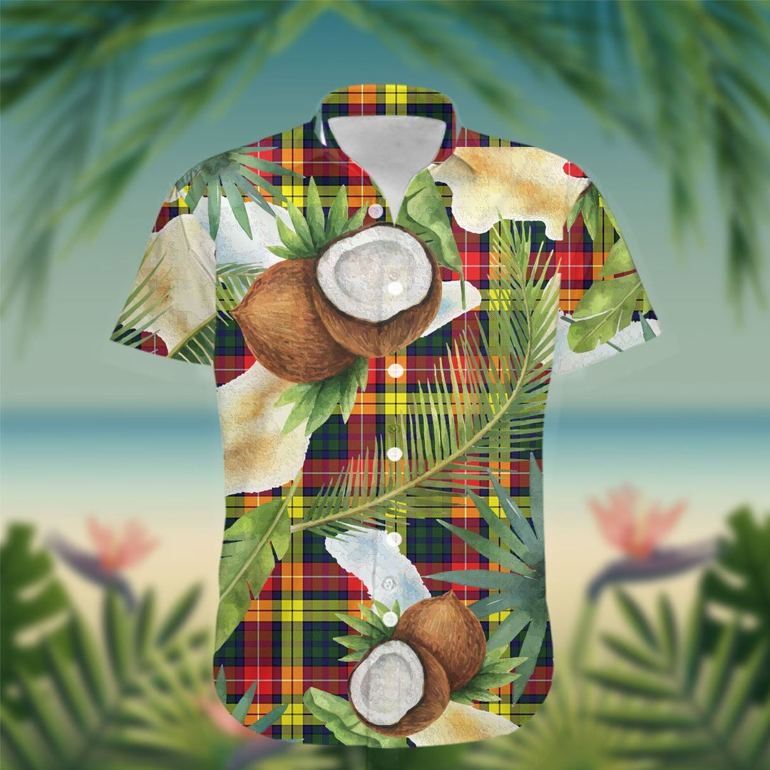 Dewar Tartan Hawaiian Shirt Hibiscus, Coconut, Parrot, Pineapple - Tropical Garden Shirt