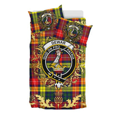 Dewar Tartan Crest Bedding Set - Golden Thistle Style