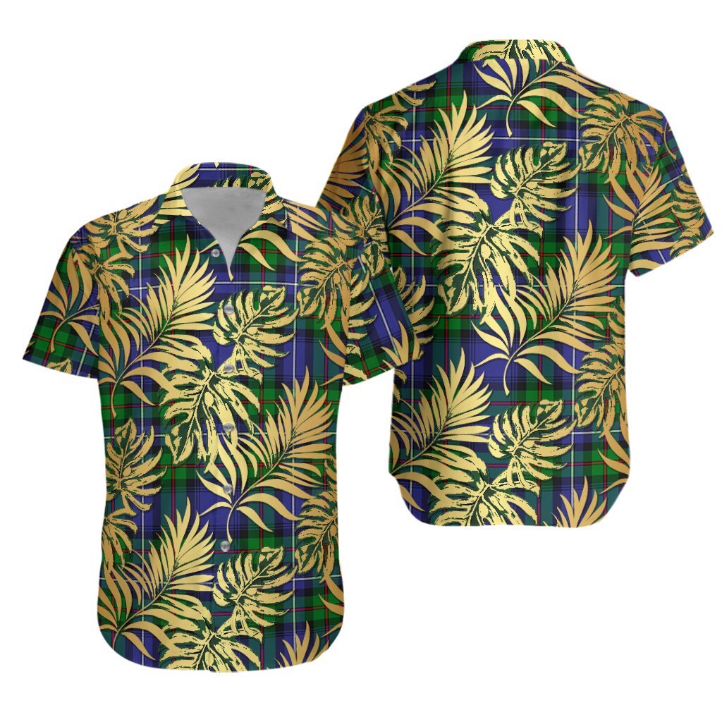 Donnachaidh Tartan Vintage Leaves Hawaiian Shirt