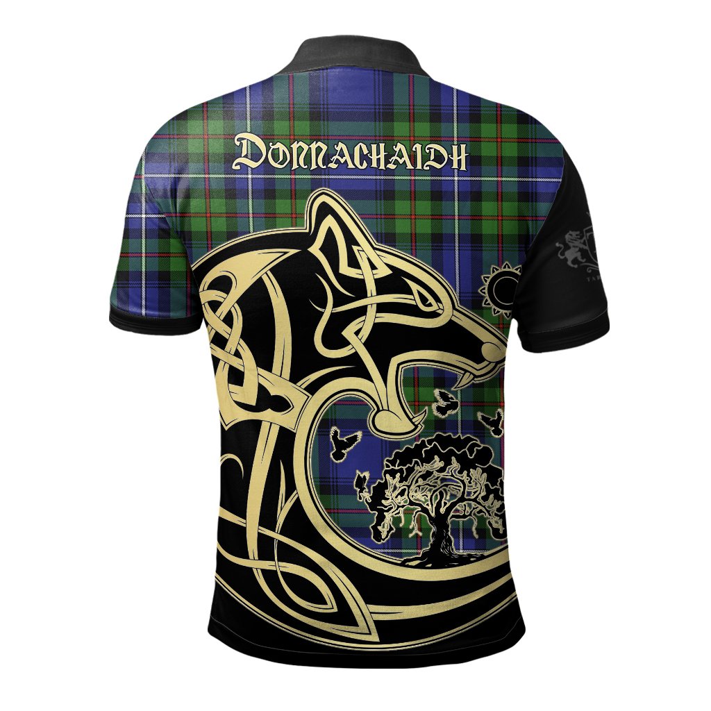 Donnachaidh Tartan Polo Shirt Viking Wolf