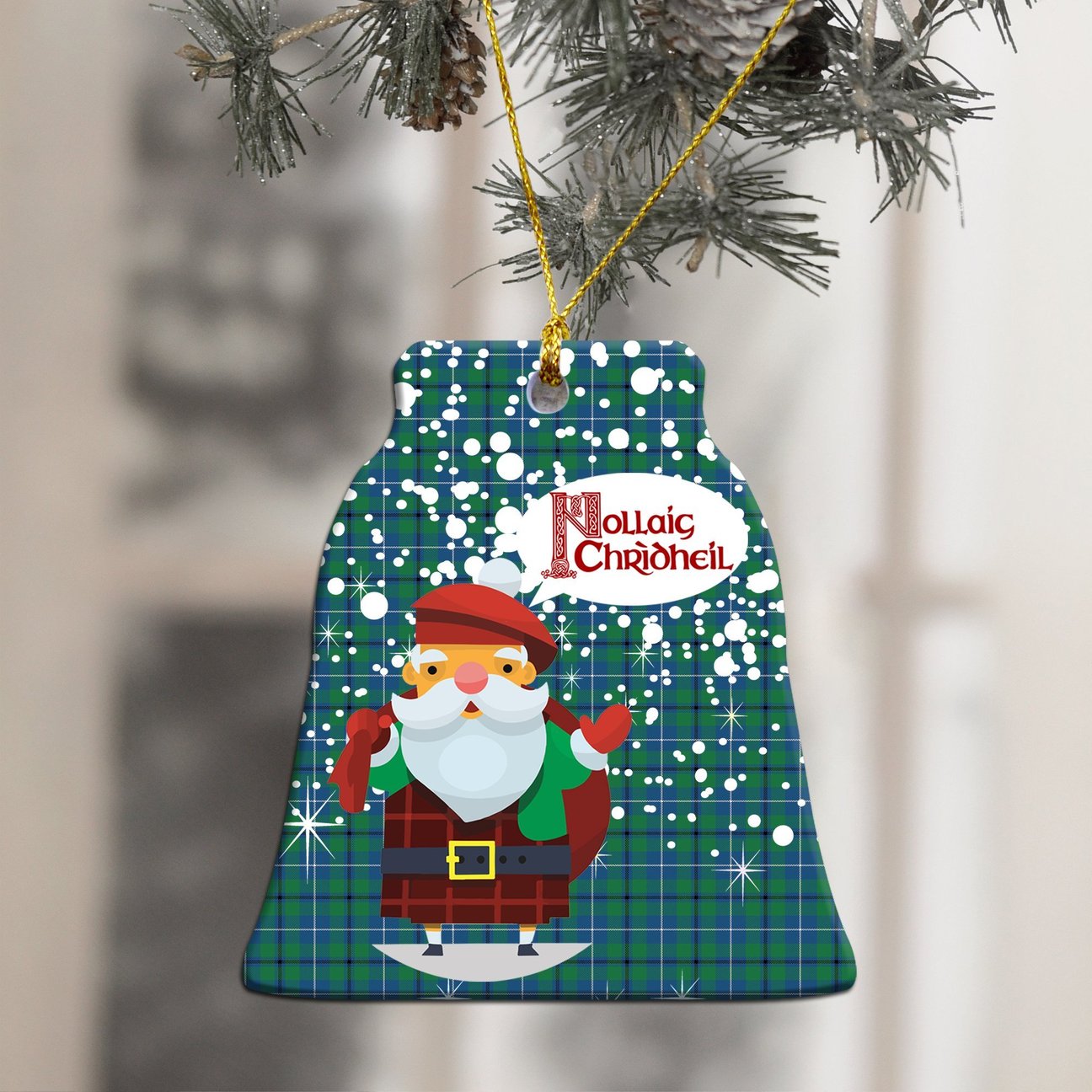 Douglas Ancient Tartan Christmas Ceramic Ornament - Santa Style
