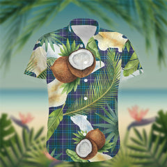 Douglas Tartan Hawaiian Shirt Hibiscus, Coconut, Parrot, Pineapple - Tropical Garden Shirt