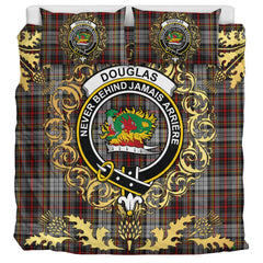 Douglas Ancient Dress Tartan Crest Bedding Set - Golden Thistle Style