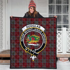 Douglas Ancient Red Tartan Crest Quilt