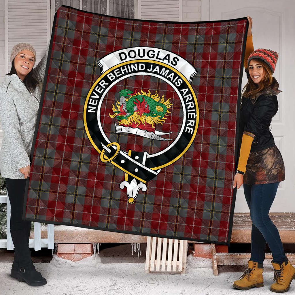 Douglas Ancient Red Tartan Crest Quilt