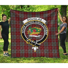 Douglas Ancient Red Tartan Crest Quilt