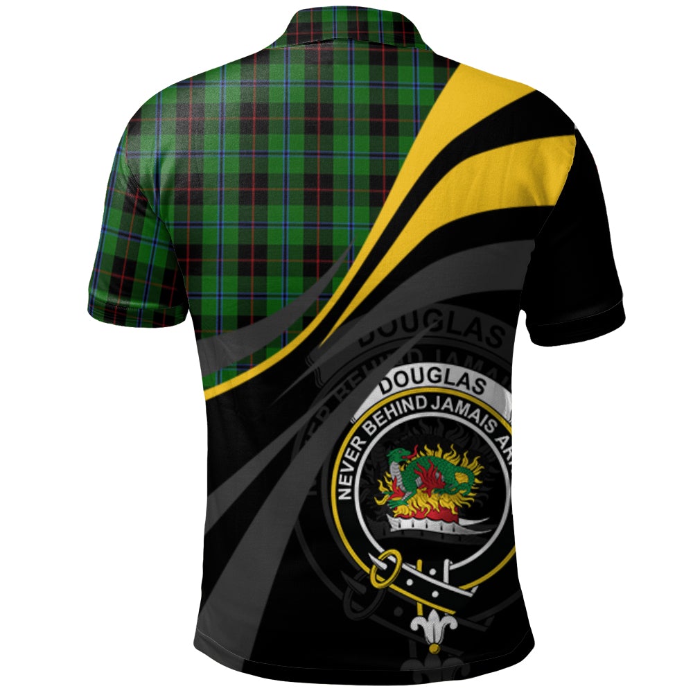 Douglas Black Tartan Polo Shirt - Royal Coat Of Arms Style