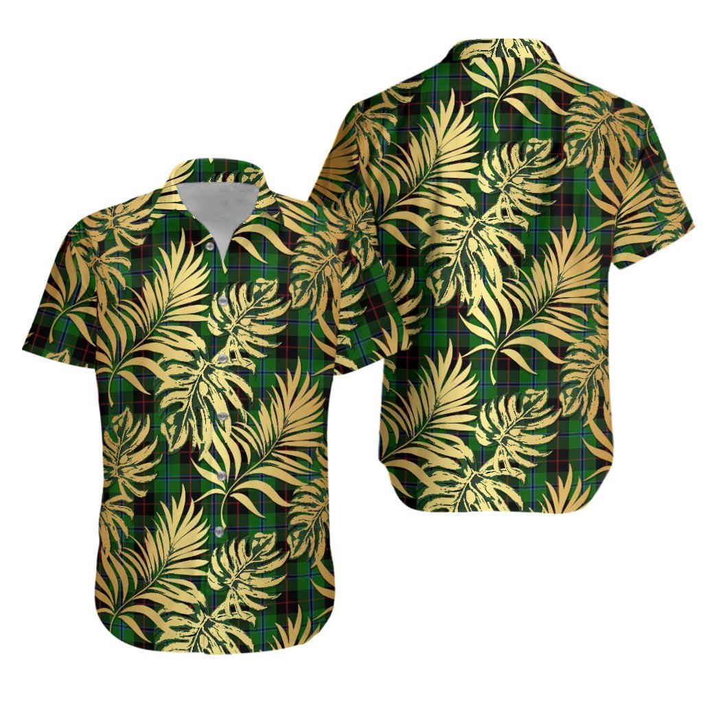 Douglas Black Tartan Vintage Leaves Hawaiian Shirt