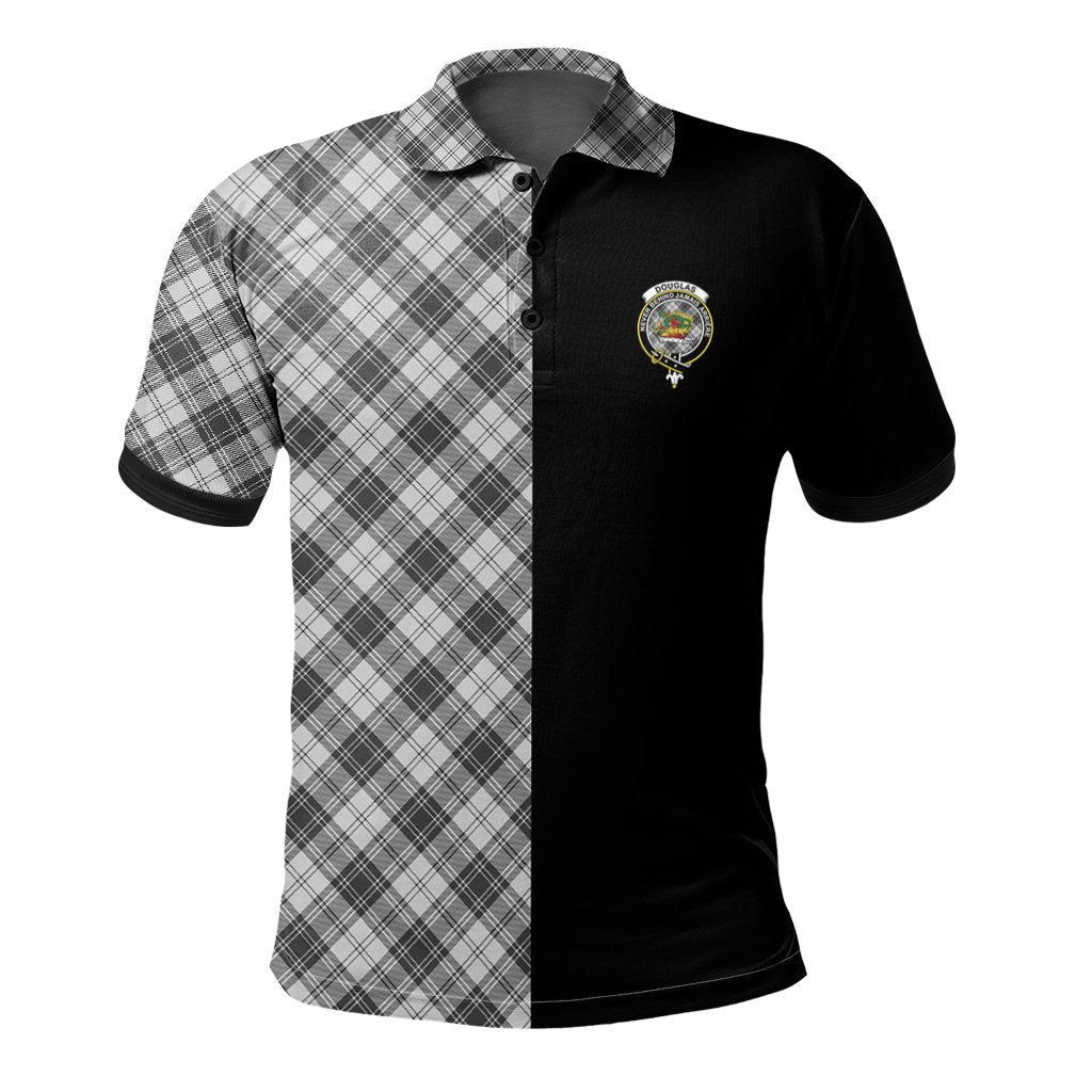 Douglas Grey Modern Tartan Polo Shirt Half of Me - Cross Style