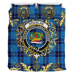 Douglas Variation Tartan Crest Bedding Set - Golden Thistle Style