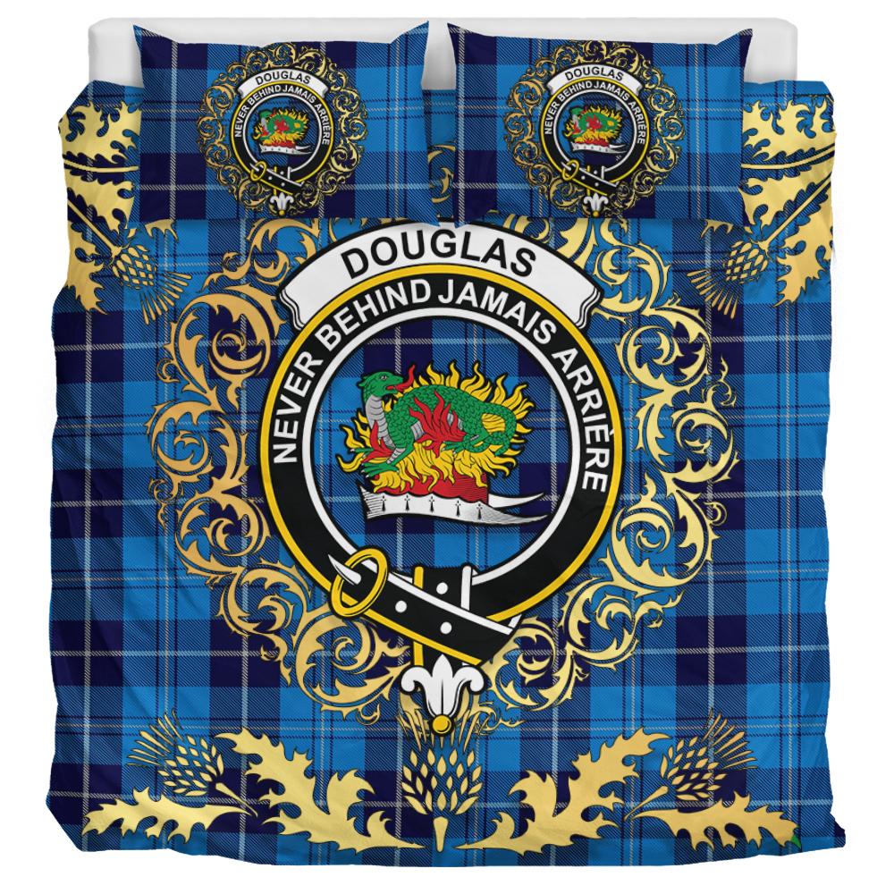 Douglas Variation Tartan Crest Bedding Set - Golden Thistle Style