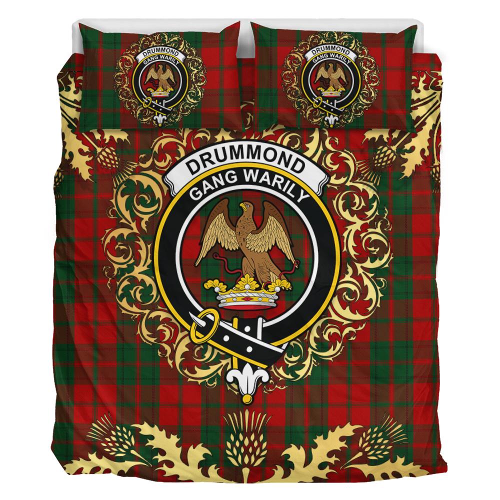 Drummond 03 Tartan Crest Bedding Set - Golden Thistle Style