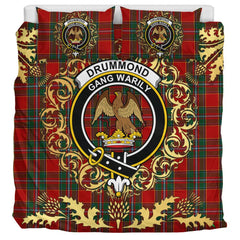 Drummond Ancient Tartan Crest Bedding Set - Golden Thistle Style