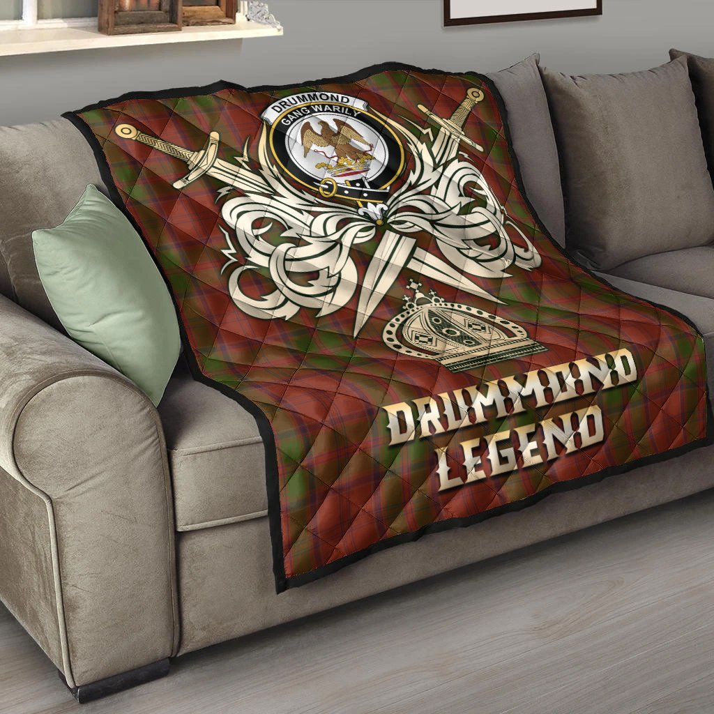 Drummond Tartan Crest Legend Gold Royal Premium Quilt
