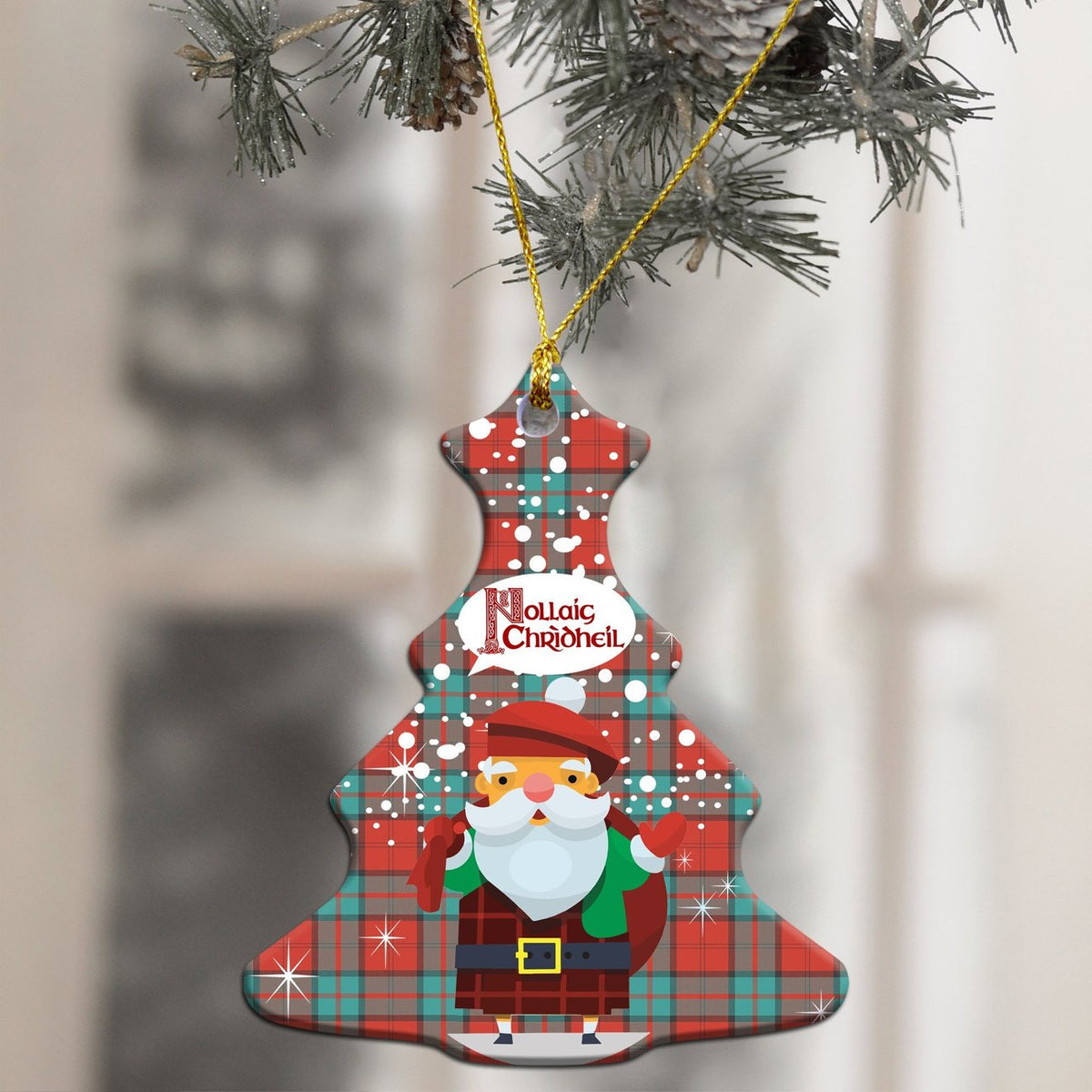 Dunbar Ancient Tartan Christmas Ceramic Ornament - Santa Style