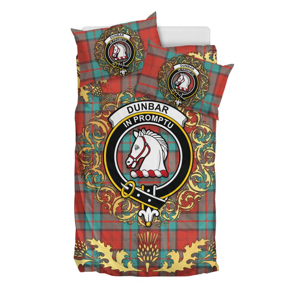 Dunbar Ancient Tartan Crest Bedding Set - Golden Thistle Style