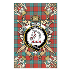 Dunbar Ancient Tartan Crest Black Garden Flag - Gold Thistle Style