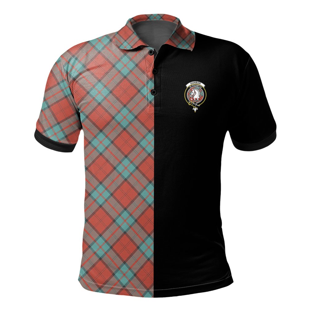 Dunbar Ancient Tartan Polo Shirt Half of Me - Cross Style