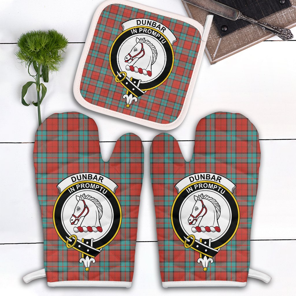 Dunbar Ancient Tartan Crest Oven Mitt And Pot Holder (2 Oven Mitts + 1 Pot Holder)