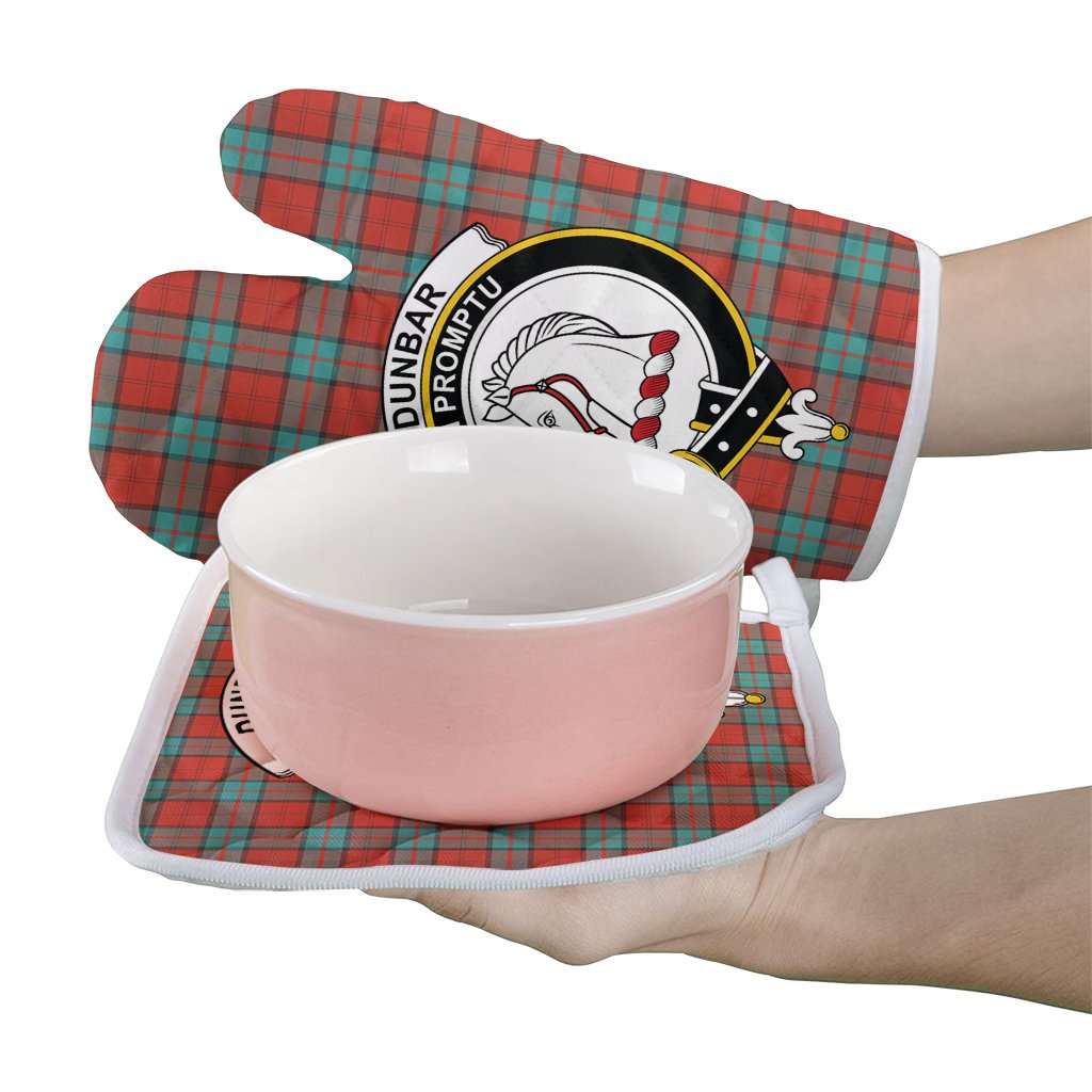 Dunbar Ancient Tartan Crest Oven Mitt And Pot Holder (2 Oven Mitts + 1 Pot Holder)