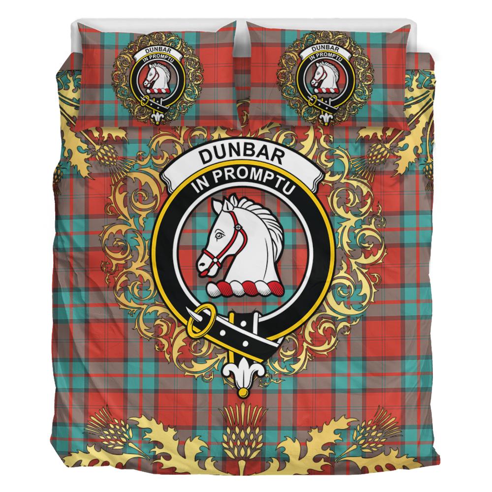 Dunbar Ancient Tartan Crest Bedding Set - Golden Thistle Style