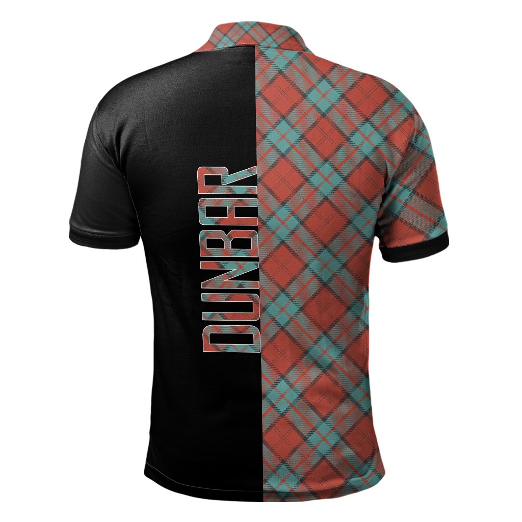 Dunbar Ancient Tartan Polo Shirt Half of Me - Cross Style