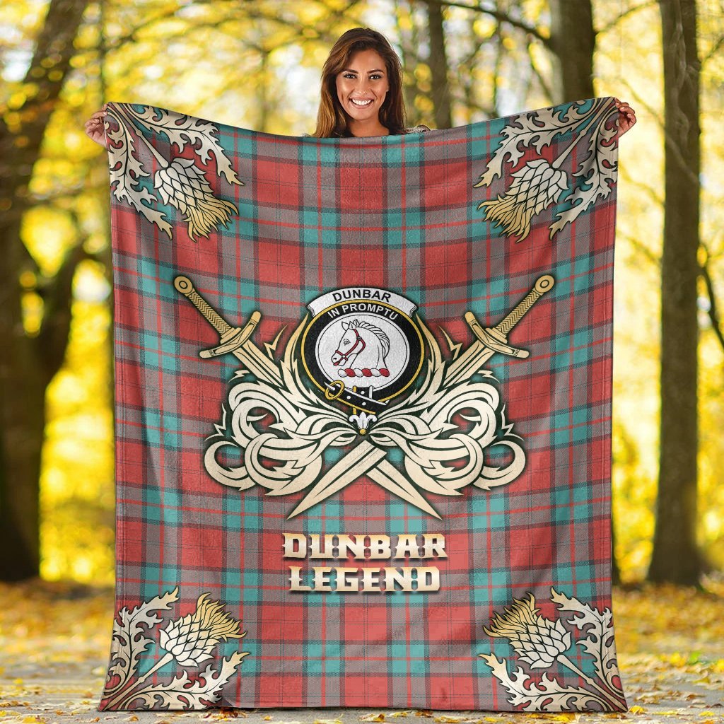 Dunbar Ancient Tartan Gold Courage Symbol Blanket