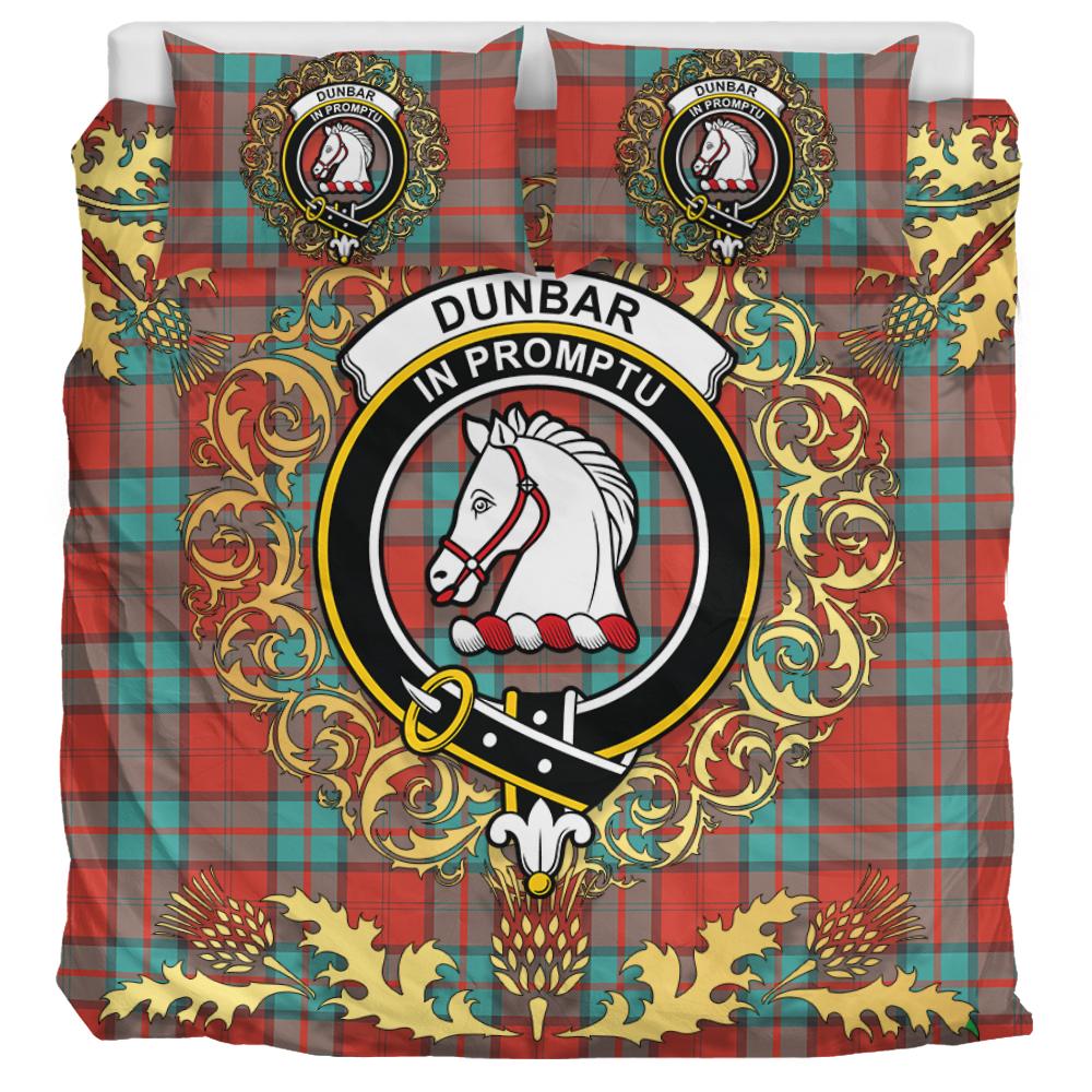 Dunbar Ancient Tartan Crest Bedding Set - Golden Thistle Style