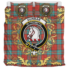 Dunbar Ancient Tartan Crest Bedding Set - Golden Thistle Style