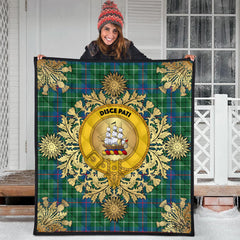 Duncan Ancient Tartan Crest Premium Quilt - Gold Thistle Style