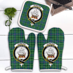 Duncan Ancient Tartan Crest Oven Mitt And Pot Holder (2 Oven Mitts + 1 Pot Holder)