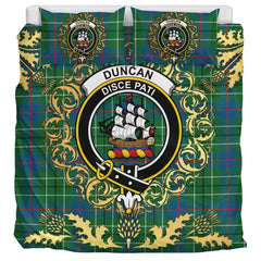 Duncan Ancient Tartan Crest Bedding Set - Golden Thistle Style