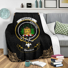 Dundas Crest Tartan Premium Blanket Black