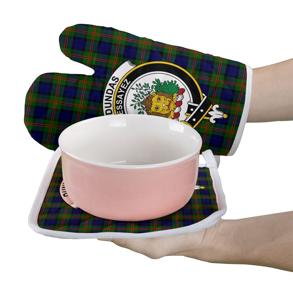 Dundas Modern 02 Tartan Crest Oven Mitt And Pot Holder (2 Oven Mitts + 1 Pot Holder)